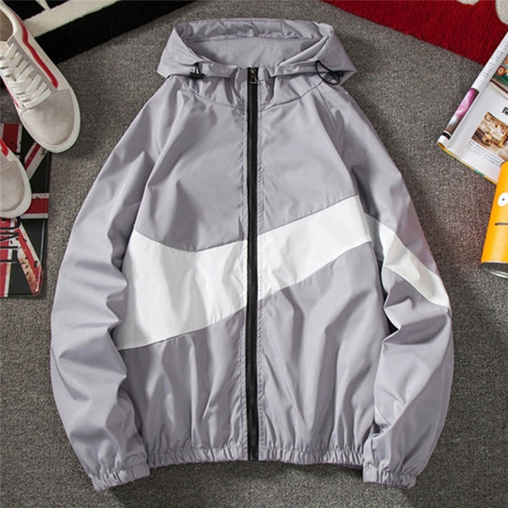 New Men Spring Fall Thin Hoodies Coats Long Sleeves Color Block