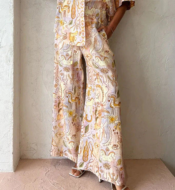 Casual Pocket Half-Sleeve Set INS Loose Fashion Women&