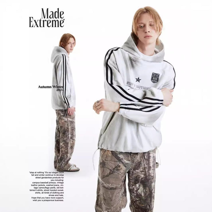 Vintage Washed Hooded Sweatshirt Jacket for Men and Women