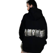 Back Letter Fashion Brand Rhinestone Fringe Design Sweatshirt
