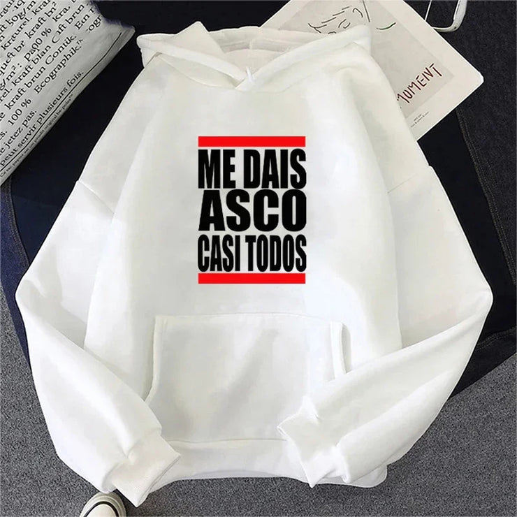 Letter Pattern Printed Hooded Sweatshirt Unisex Long Sleeve Casual