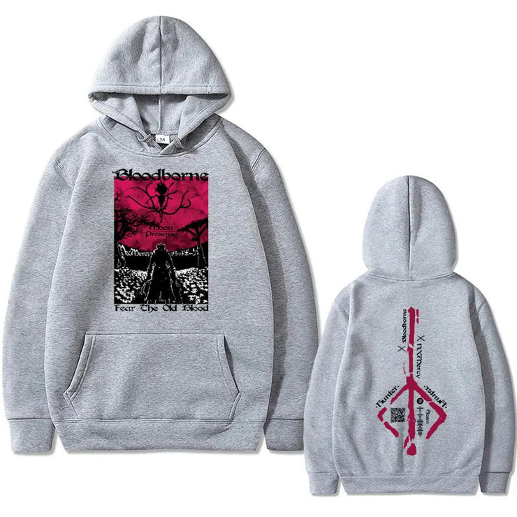 Spring and Autumn  Blood Curse Print Hooded Sweatshirt Casual Unisex Long Sleeve Jacket Fashion