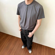Design Unique Cut High-Grade Short Sleeve T-Shirt Solid Color