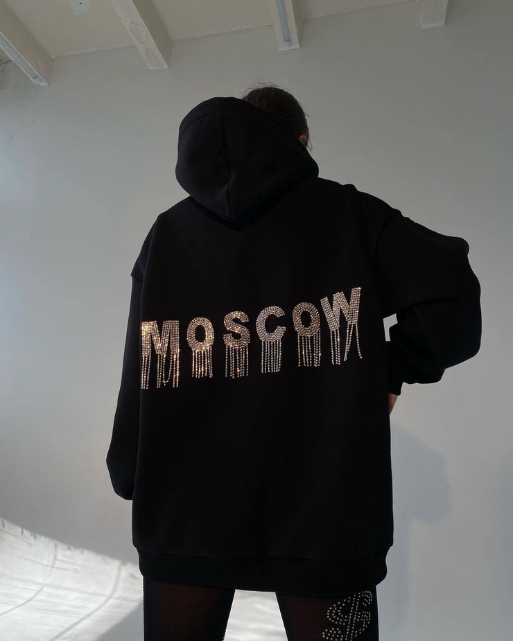 Back Letter Fashion Brand Rhinestone Fringe Design Sweatshirt