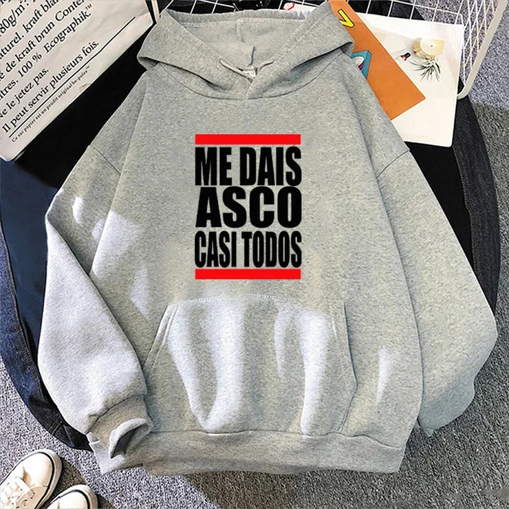 Letter Pattern Printed Hooded Sweatshirt Unisex Long Sleeve Casual