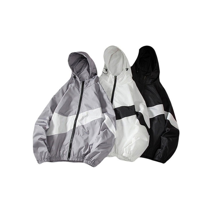 New Men Spring Fall Thin Hoodies Coats Long Sleeves Color Block