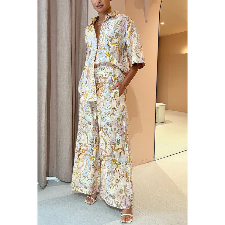 Casual Pocket Half-Sleeve Set INS Loose Fashion Women&