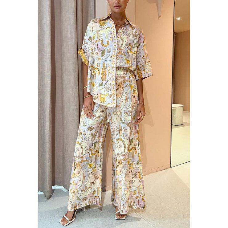 Casual Pocket Half-Sleeve Set INS Loose Fashion Women&