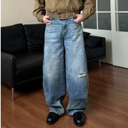 Dad Hole Loose Tapered Wide Leg Jeans for Men and Women