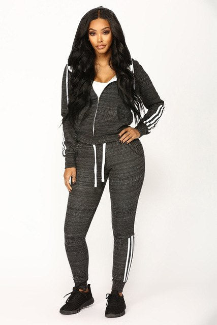 Pant Tops 2Pcs Set Women Ladies Tracksuit Crop Hoodies