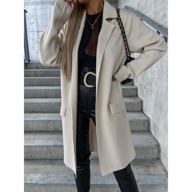 Loose Thin Woolen Coat INS Casual Fashion Overcoat for Women