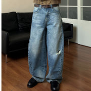 Dad Hole Loose Tapered Wide Leg Jeans for Men and Women