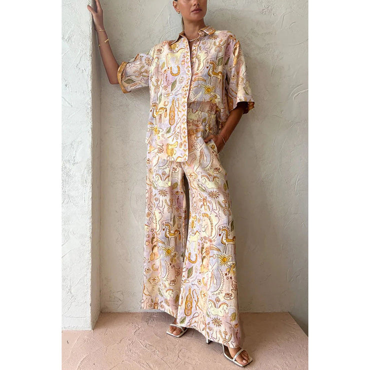 Casual Pocket Half-Sleeve Set INS Loose Fashion Women&