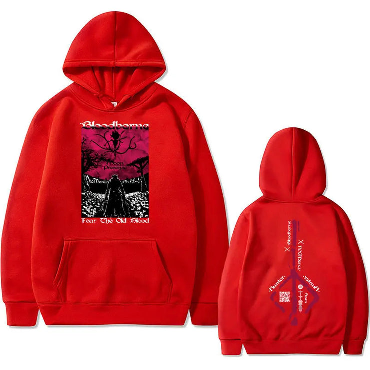 Spring and Autumn  Blood Curse Print Hooded Sweatshirt Casual Unisex Long Sleeve Jacket Fashion