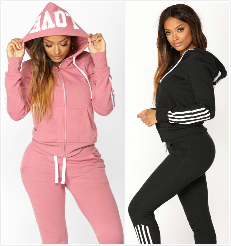 Pant Tops 2Pcs Set Women Ladies Tracksuit Crop Hoodies